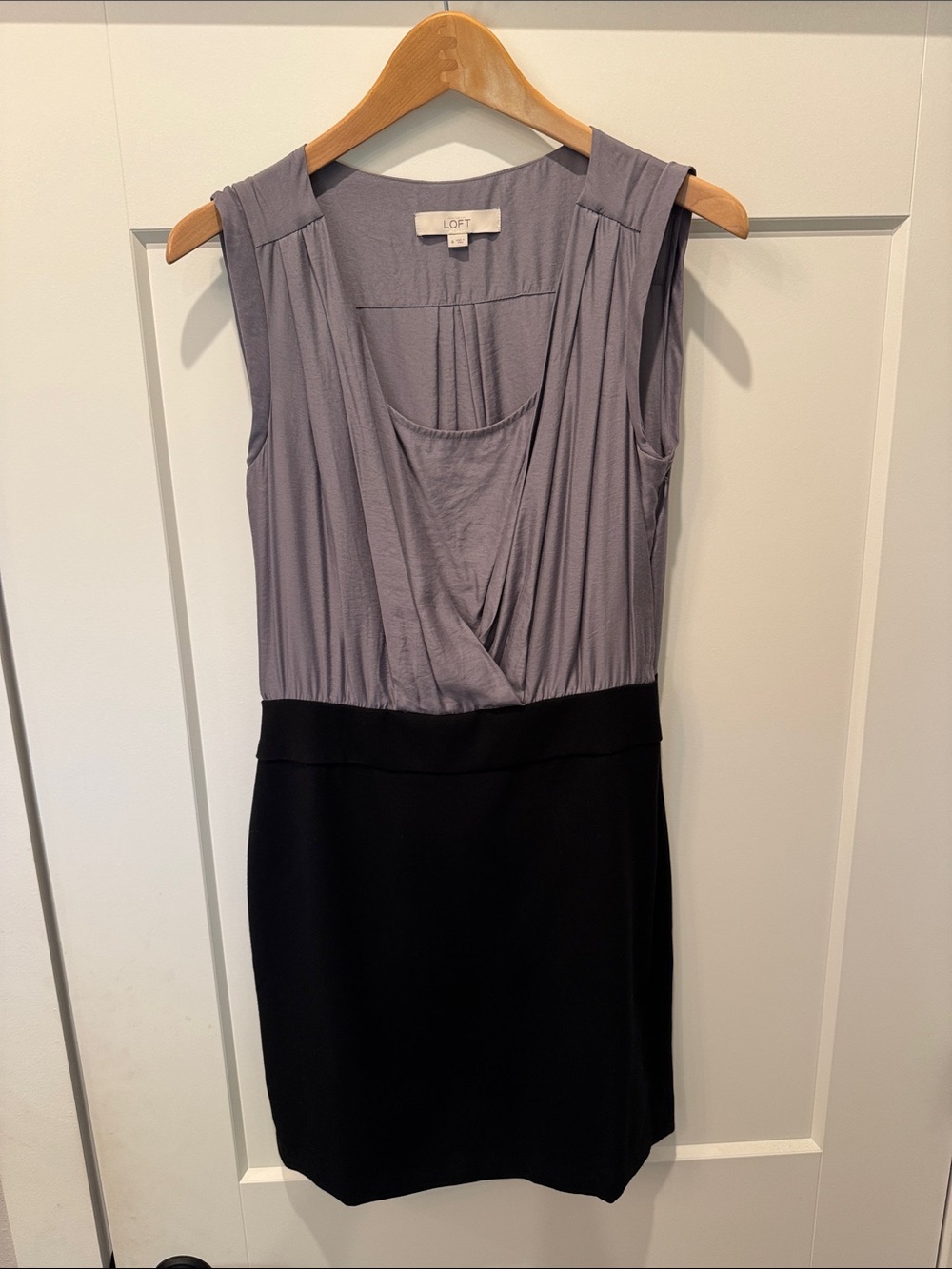 LOFT Sleeveless Two-Tone Mini Dress in Gray and Black